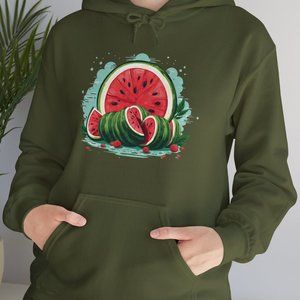 Watermelon Sweatshirt Palestine Support Military Green Hoodie Free Palestine